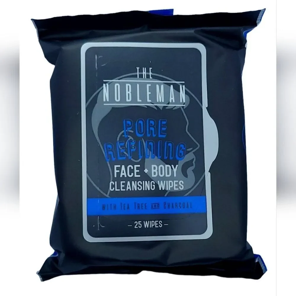 The Nobleman Men's Skin Care | Charcoal Tea Tree Face + Body Cleansing Wipe Pack
